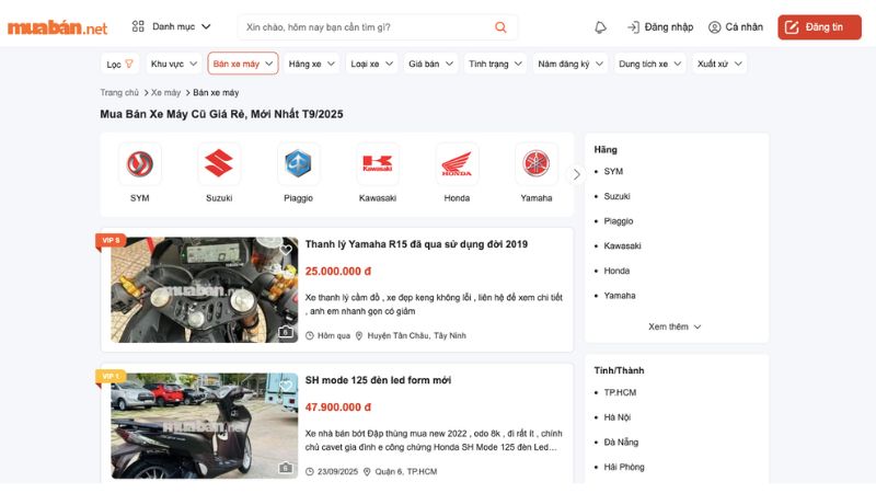 Mua xe cũ đa dạng, giá tốt và uy tín tại Muaban.net