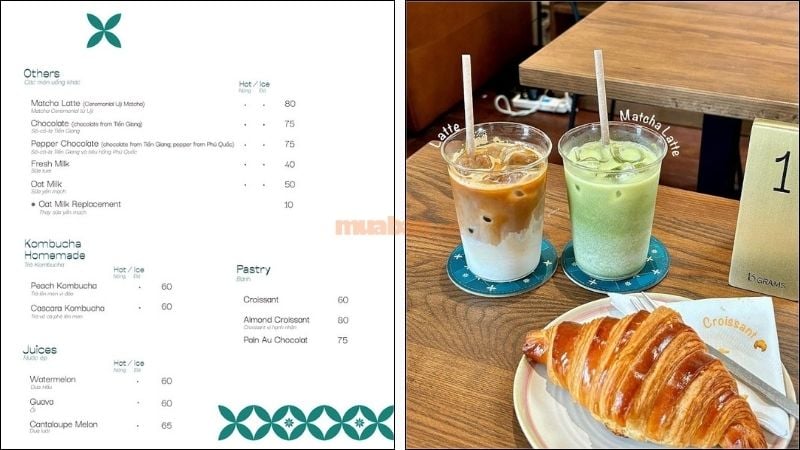 Thực đơn nước và bánh tại 16 Grams Café Tân Định