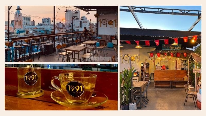 1991 Rooftop Coffee & More có không gian chỗ ngồi rooftop thoáng mát