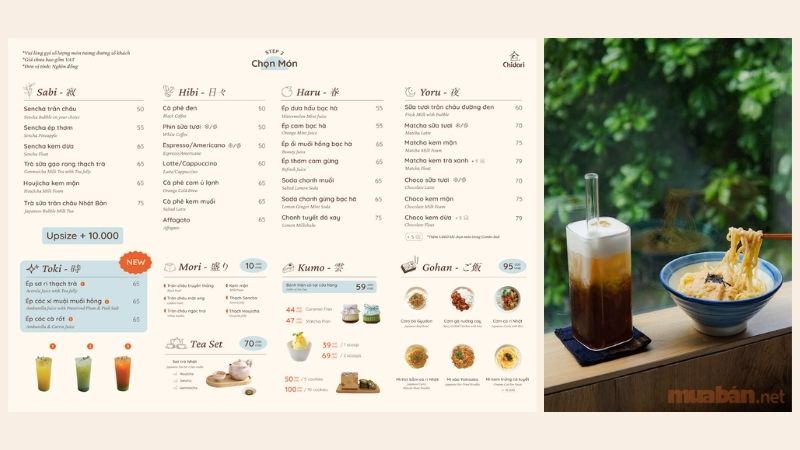 Thực đơn Studybox đa dạng thức uống và món ăn Nhật Bản