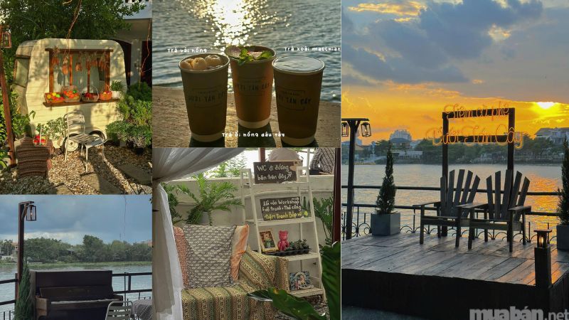 View hoàng hôn cùng Tiệm Cà Phê Dưới Tán Cây