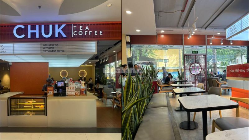 Chuk Tea Coffee – Không gian sáng sủa, thoáng đãng trong trung tâm thương mại tiện lợi mua sắm.