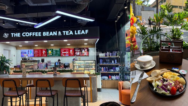 The Coffee Bean & Tea Leaf – Không gian hiện đại, phục vụ cà phê chuẩn quốc tế kèm bữa sáng nhẹ tại quán.