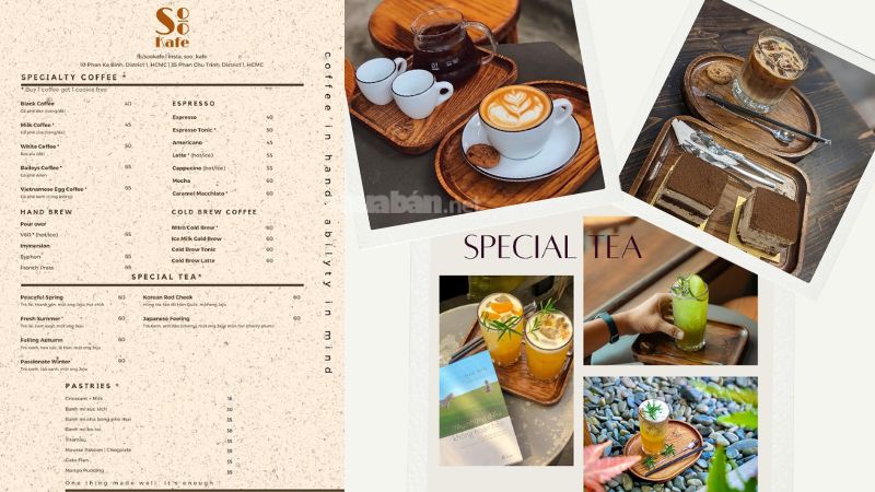 Thực đơn không chỉ đa dạng mà cách bày trí của quán cũng vô cùng bắt mắt