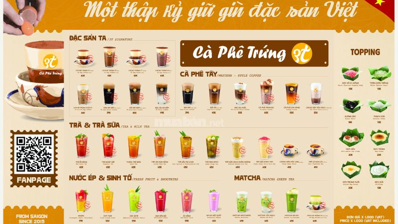 Menu nước phong phú cùng với những món ăn giữ gìn ẩm thực đặc sản Việt Nam