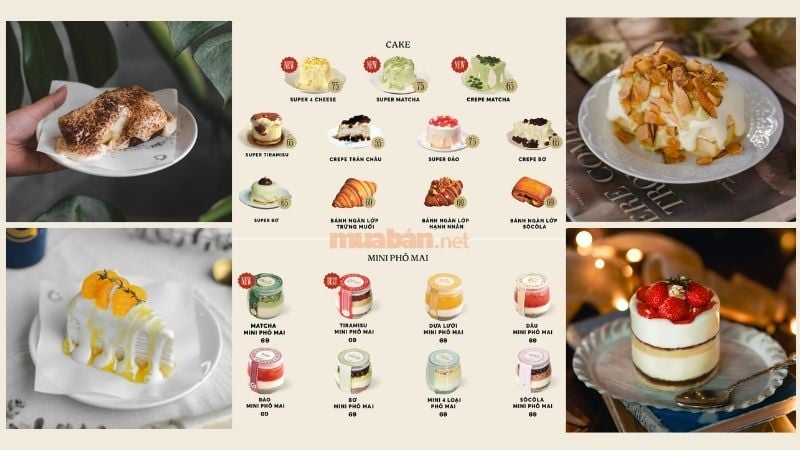 Cheese Coffee còn thu hút khách hàng bởi menu bánh đa dạng, chỉnh chu