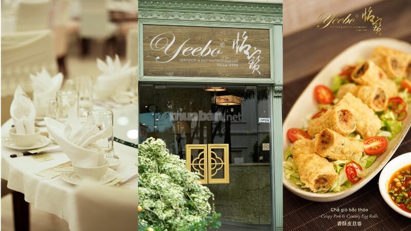 Nhà hàng hải sản & lẩu Yeebo (Quận 7) - Không gian sang trọng, chuyên phục vụ các món hải sản và lẩu, nổi bật với món Chả giò bọc thịt.