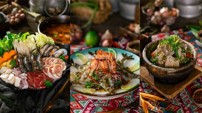 Khao Lao - Nhà hàng chuyên ẩm thực Lào với các món ăn mang hương vị cay nồng và chua đặc trưng, như gỏi tôm, lẩu Thái và các món thịt đậm đà gia vị.