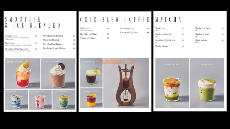Menu cafe quán Laluna (Nguồn: Internet)