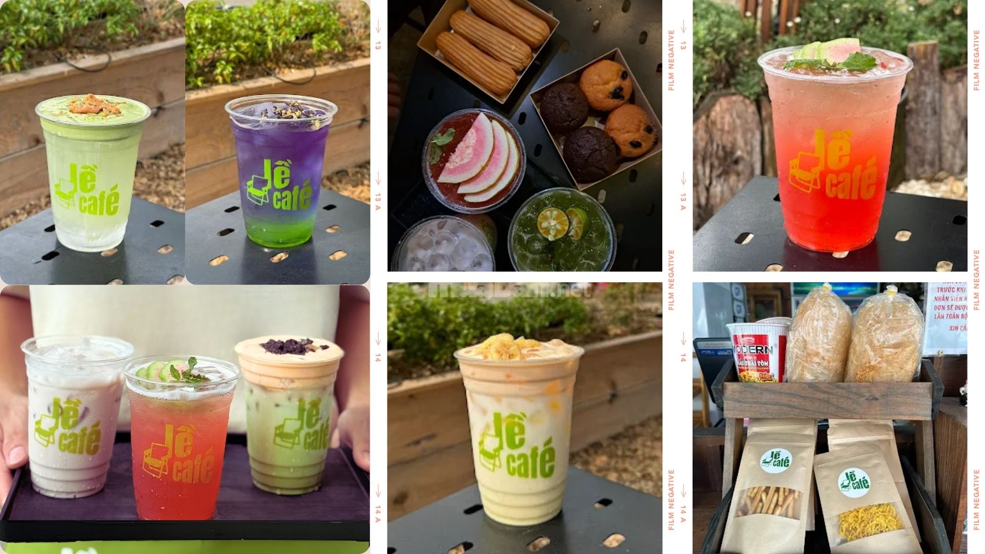 Menu tại LỀ CAFÉ gồm các dòng cà phê rang xay, latte kem sữa, cold brew và trà pha nhẹ nhàng