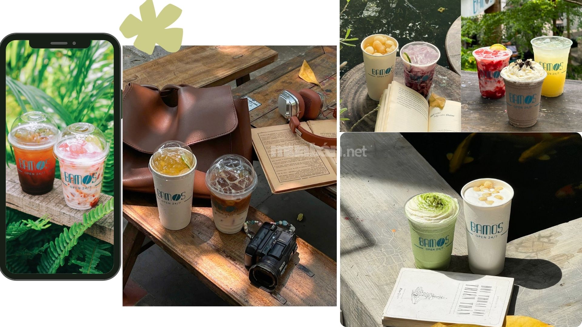 Menu đa dạng từ espresso, latte, cold brew đến trà và bánh ngọt