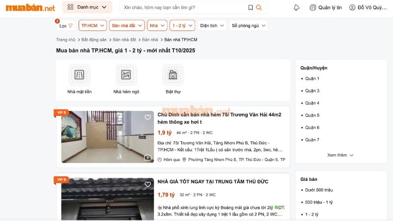 Sử dụng các tiêu chí để áp dụng bộ lọc tìm kiếm trên Muaban.net