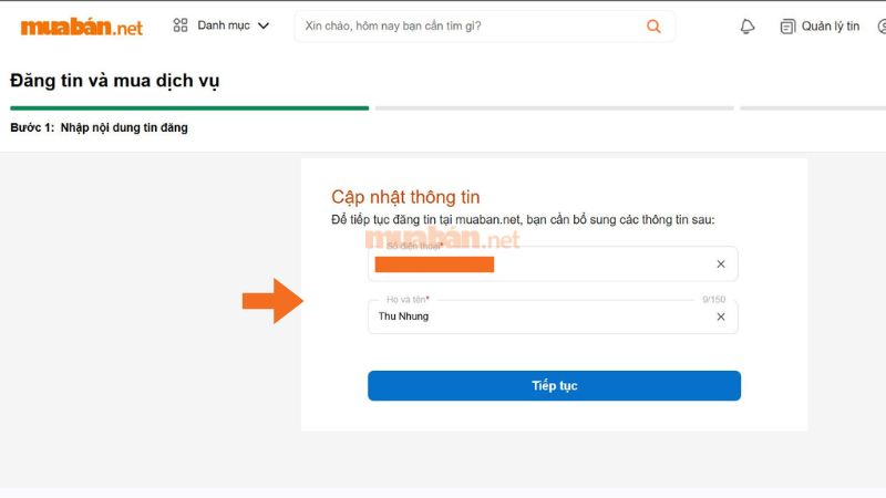 điền một số thông tin cần thiết