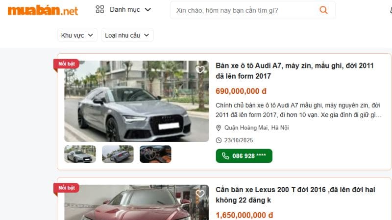 Nên mua ô tô cũ dịp cuối năm uy tín tại Muaban.net