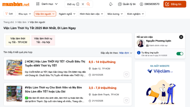 Tìm việc uy tín và nhanh chóng tại Muaban.net