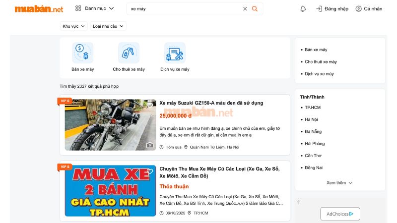 Mua xe máy cũ chất lượng, giá tốt tại Muaban.net