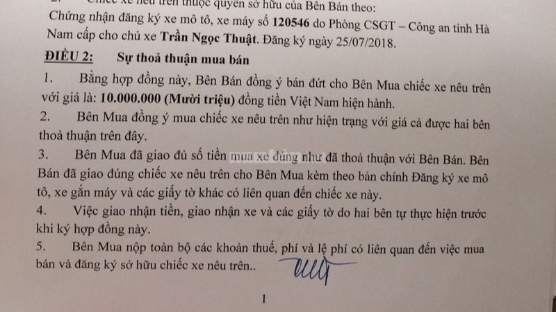 Thỏa thuận mua bán cũng là những yếu tố cần có khi làm mẫu hợp đồng mua bán xe máy cũ