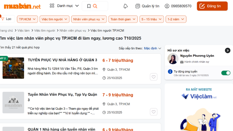 Tìm việc làm sau Tết hiệu quả với bộ lọc thông minh tại Muaban.net