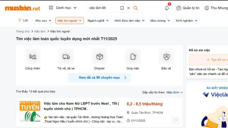Những việc làm ngày Tết dễ kiếm tiền, thu nhập cao nhất Tìm những việc làm Tết uy tín nhất tại Muaban.net