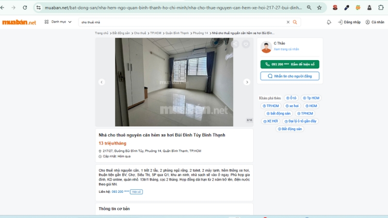 Cách đăng tin cho thuê nhà trọ, phòng trọ thu hút nhất Ví dụ một bài đăng tin cho thuê nhà trọ miễn phí tại Muaban.net