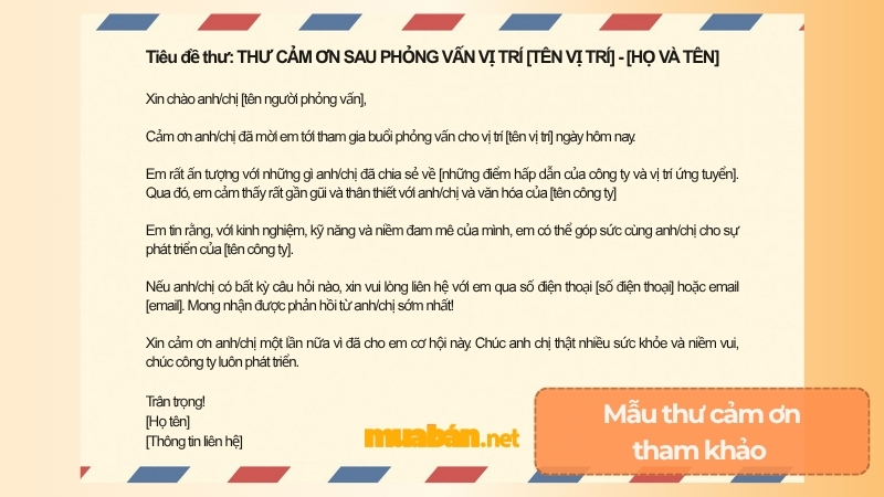 Mẫu thư cảm ơn bạn nên gửi cho nhà tuyển dụng sau khi phỏng vấn