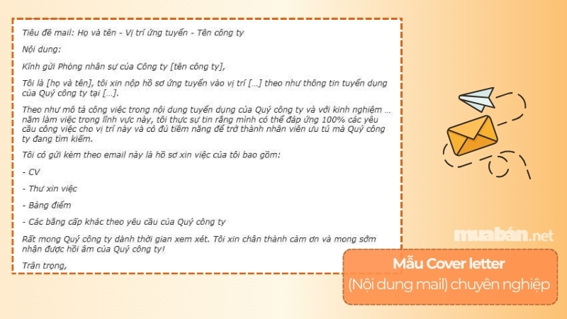 Mẫu nội dung email (Cover letter) chuyên nghiệp bạn có thể tham khảo