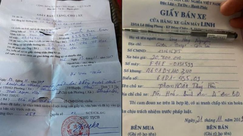 Giấy bán xe viết tay là giấy tờ ghi nhận sự thỏa thuận giữa bên bán và bên mua về việc chuyển nhượng quyền sở hữu xe
