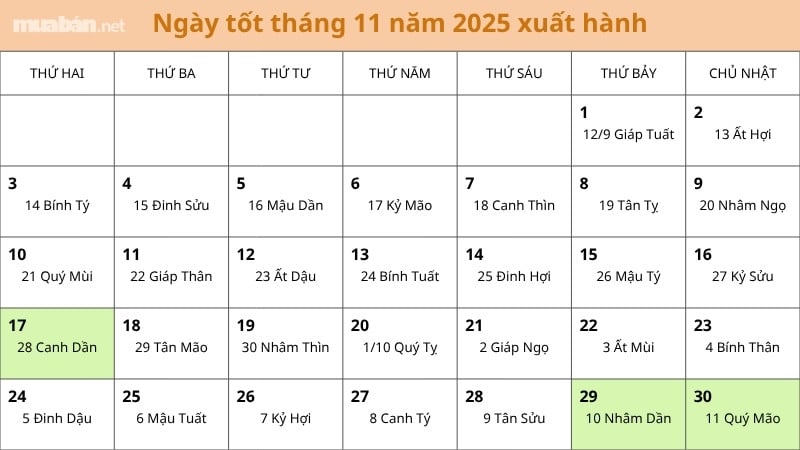 Xem ngày tốt tháng 11 năm 2025 để kết hôn, khai trương, xuất hành Ngày tốt tháng 11/2025 để xuất hành