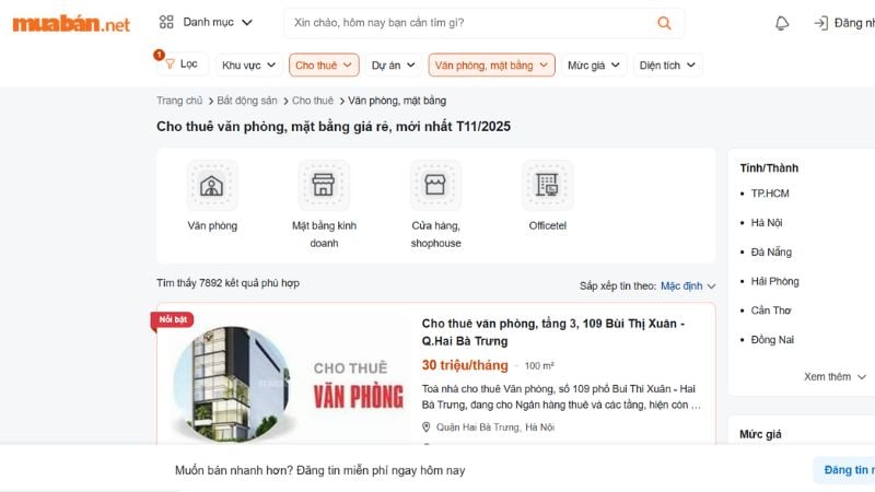 Muaban.net chuyên đăng tin cho thuê mặt bằng kinh doanh chính chủ