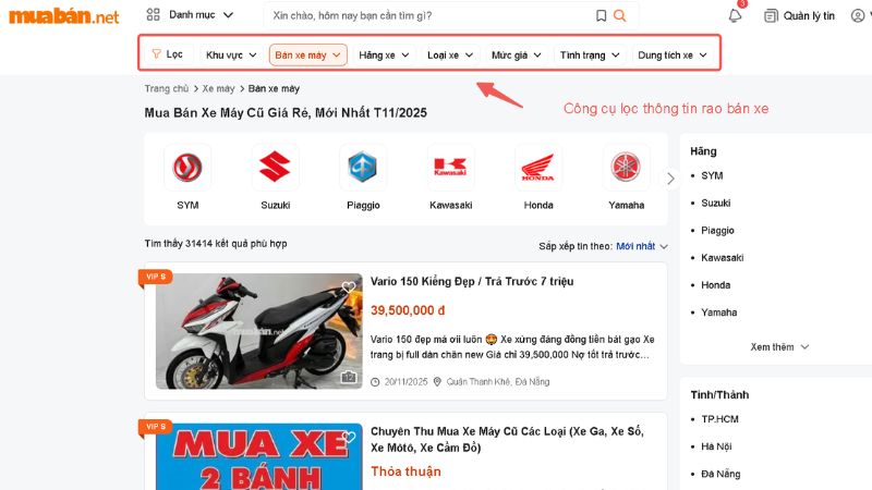 Công cụ lọc thông minh hỗ trợ tìm kiếm nhanh trên Muaban.net