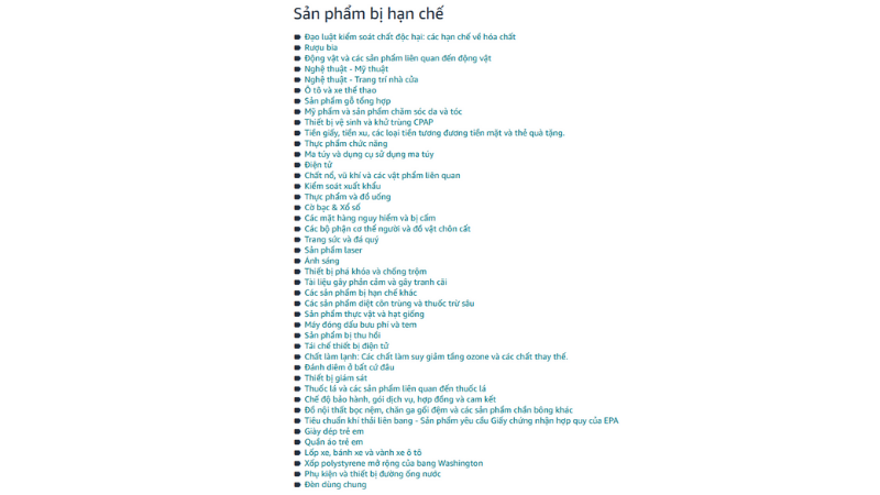 Cách bán hàng trên Amazon tại Việt Nam chi tiết từ A-Z Tham khảo danh sách sản phẩm bị hạn chế và bị cấm trên Amazon để loại trừ