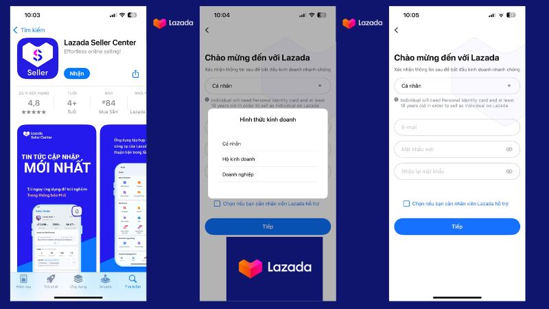 Cách bán hàng trên Lazada trên điện thoại cho người mới cực nhanh Bước 1: Tạo tài khoản bán hàng trên Lazada
