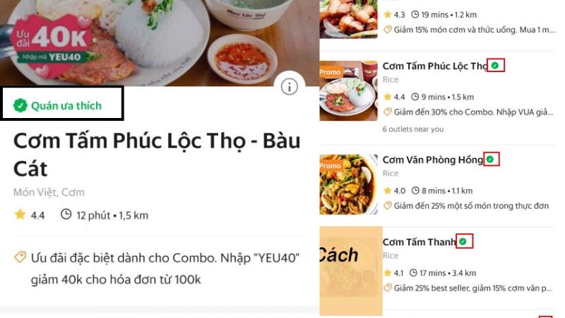 Cách bán hàng trên GrabFood hiệu quả cho người mới bắt đầu Quán ưa thích sẽ có tích xanh (Nguồn: Grab)