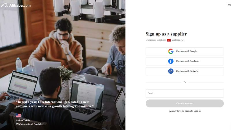 Cách bán hàng trên Alibaba tại Việt Nam cho người mới chi tiết Chọn loại tài khoản