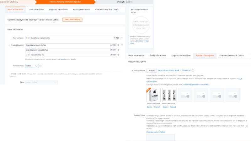 Cách bán hàng trên Alibaba tại Việt Nam cho người mới chi tiết Điền thông tin sản phẩm