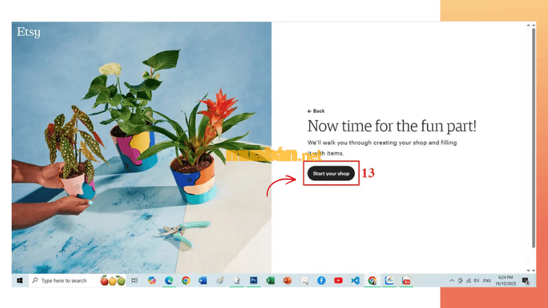Cách bán hàng trên Etsy chi tiết cho người mới bắt đầu Nhấn Start your shop để chuẩn bị tạo gian hàng
