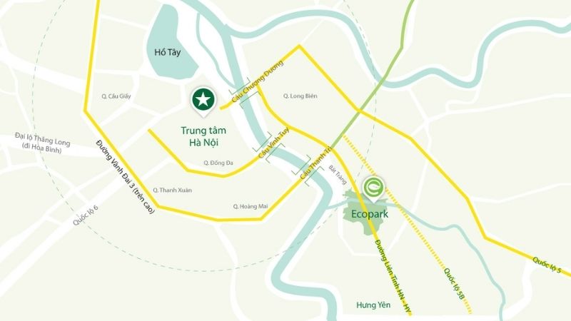 Khu đô thị Ecopark Hà Nội: Vị trí, tiện ích, tiềm năng dự án Khu đô thị Ecopark cách trung tâm Hà Nội khoảng 13 - 14km