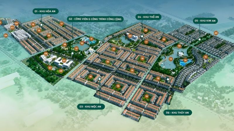 Khu đô thị Phúc An: Vị trí, tiện ích, tiềm năng dự án Mặt bằng các phân khu của dự án Phúc An City