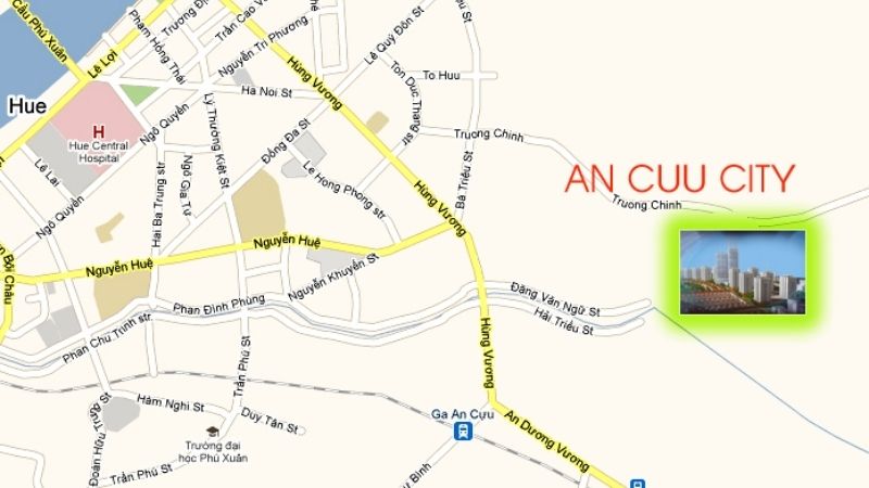 Khu đô thị mới An Cựu City: Vị trí, tiện ích, tiềm năng dự án Vị trí dự án An Cựu City (Nguồn: Batdongsan.com)