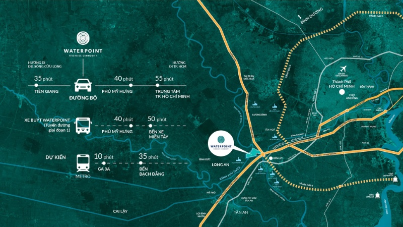 Khu đô thị Waterpoint Nam Long: Vị trí, tiện ích, tiềm năng dự án Cư dân trong khu đô thị có thể nhanh chóng di chuyển đến các tiện ích ngoại khu xung quanh