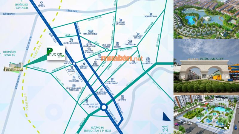 Khu đô thị Phúc An: Vị trí, tiện ích, tiềm năng dự án Bản đồ vị trí của Khu đô thị Phúc An City - Đức Hòa, Long An