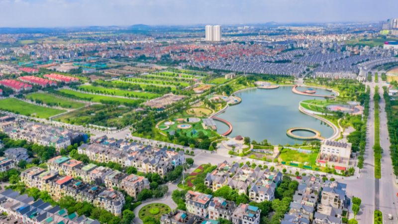 Khu đô thị Dương Nội: Vị trí, tiện ích, tiềm năng dự án Toàn cảnh Khu đô thị Dương Nội, Hà Đông nhìn từ trên cao
