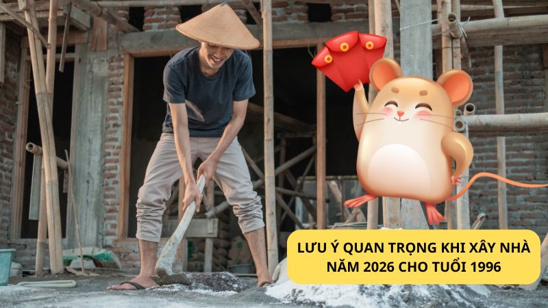 Tuổi 1996 làm nhà năm 2026: Ngày đẹp, lưu ý và cách hóa giải Lưu ý quan trọng khi xây nhà năm 2026 cho tuổi 1996