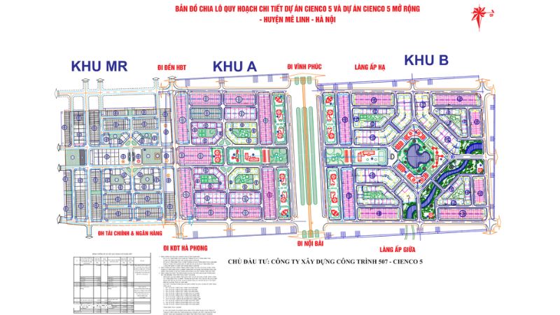 Khu đô thị Cienco 5 Mê Linh: Vị trí, tiện ích, tiềm năng dự án Mặt bằng quy hoạch phân khu và hạ tầng của dự án Cienco 5 Mê Linh