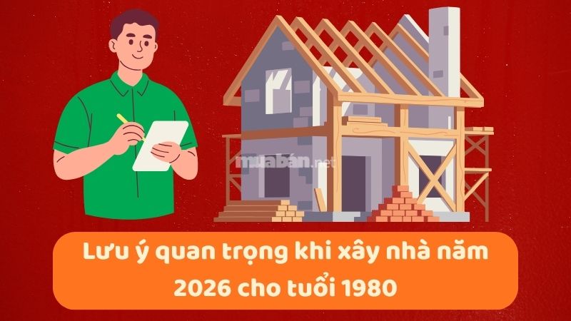 Tuổi 1980 làm nhà năm 2026: Ngày đẹp, lưu ý và cách hóa giải Lưu ý quan trọng khi xây nhà năm 2026 cho tuổi 1980