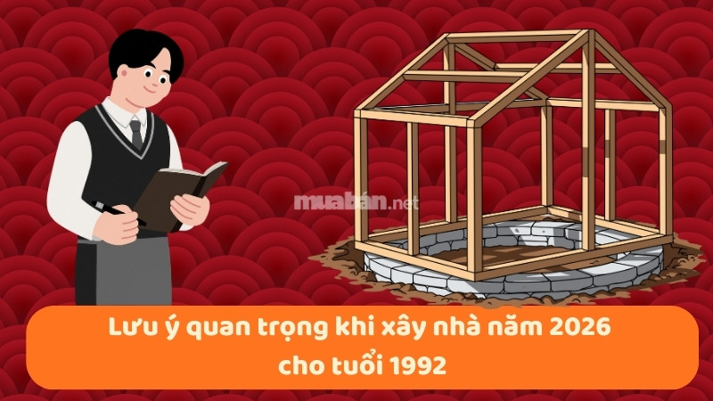 Tuổi 1992 làm nhà năm 2026: Ngày đẹp, lưu ý và cách hóa giải Lưu ý quan trọng khi xây nhà năm 2026 cho tuổi 1992