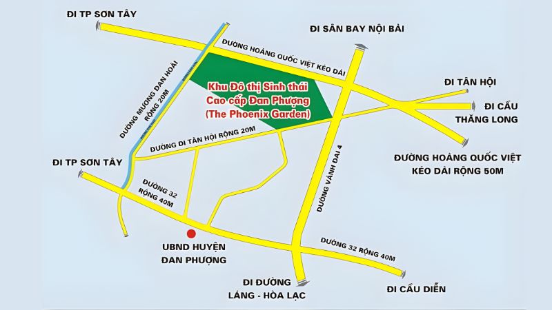 Khu đô thị sinh thái cao cấp Đan Phượng: Vị trí, tiện ích, tiềm năng dự án Vị trí chiến lược của khu đô thị sinh thái cao cấp Đan Phượng