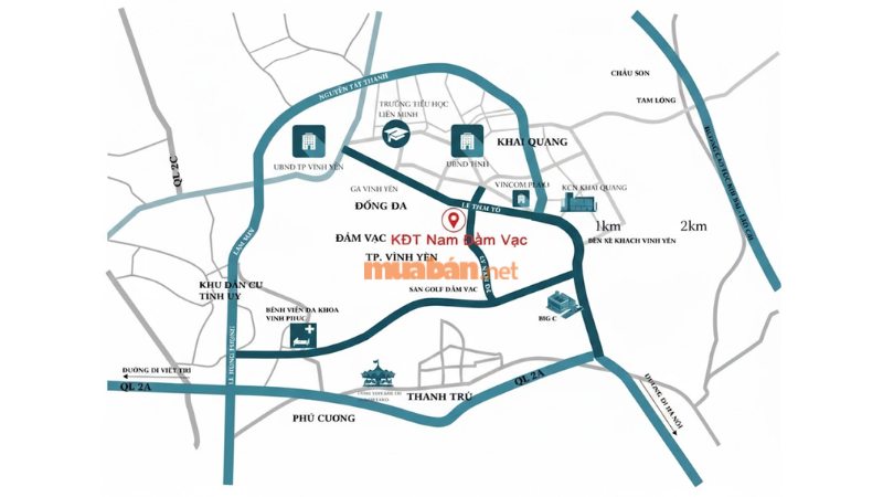 Khu đô thị sinh thái sông Hồng Nam Đầm Vạc: Vị trí, tiện ích, tiềm năng dự án Bản đồ vị trí và khả năng kết nối của Dự án Khu đô thị sông Hồng Nam Đầm Vạc