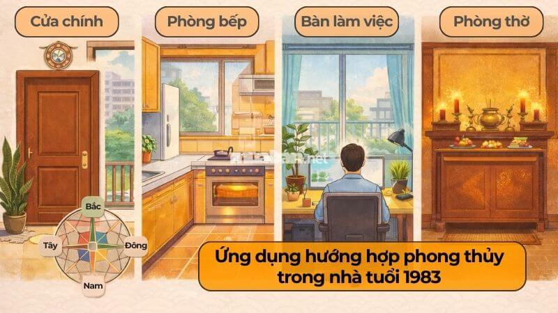 Quý Hợi 1983 hợp hướng nhà nào để ổn định gia đạo, tăng tiến tài lộc Ứng dụng hướng hợp phong thủy trong nhà tuổi 1983