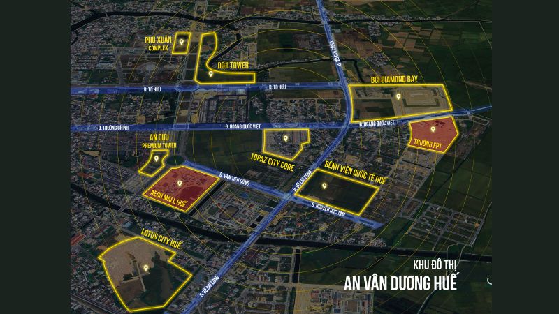 Khu đô thị mới An Vân Dương: Vị trí, tiện ích, tiềm năng dự án Khu đô thị mới An Vân Dương nằm ở phía Đông TP. Huế